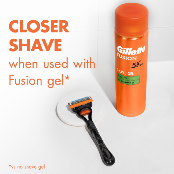 slide 26 of 29, Gillette Fusion5 Razor for Men, Handle, 3 Razor Blade Refills + Fusion Ultra Sensitive Shave Gel, 7 oz