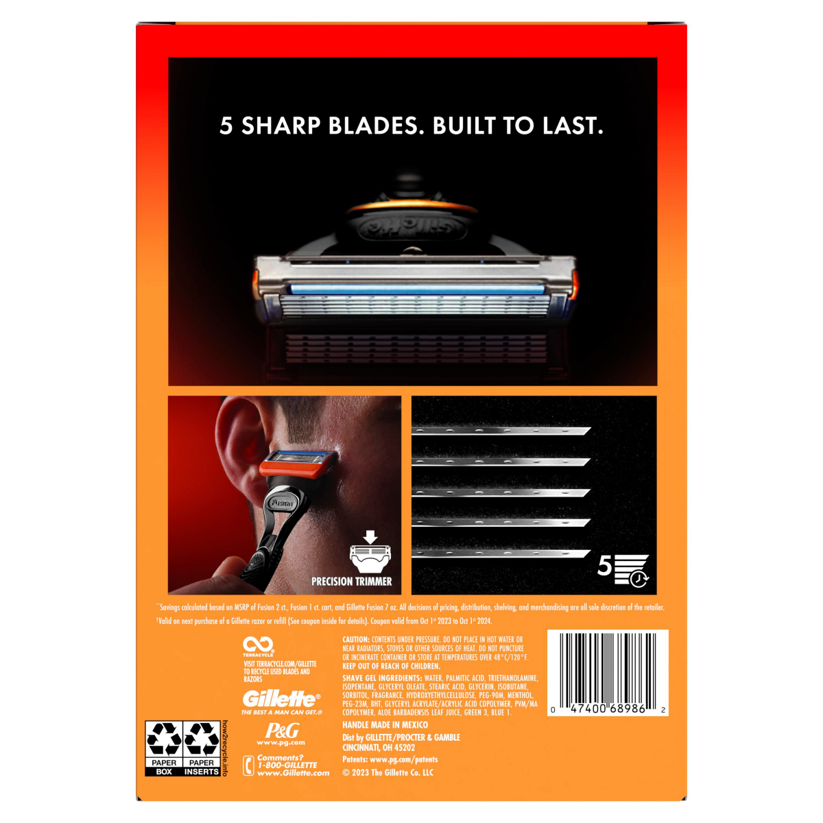 slide 14 of 29, Gillette Fusion5 Razor for Men, Handle, 3 Razor Blade Refills + Fusion Ultra Sensitive Shave Gel, 7 oz