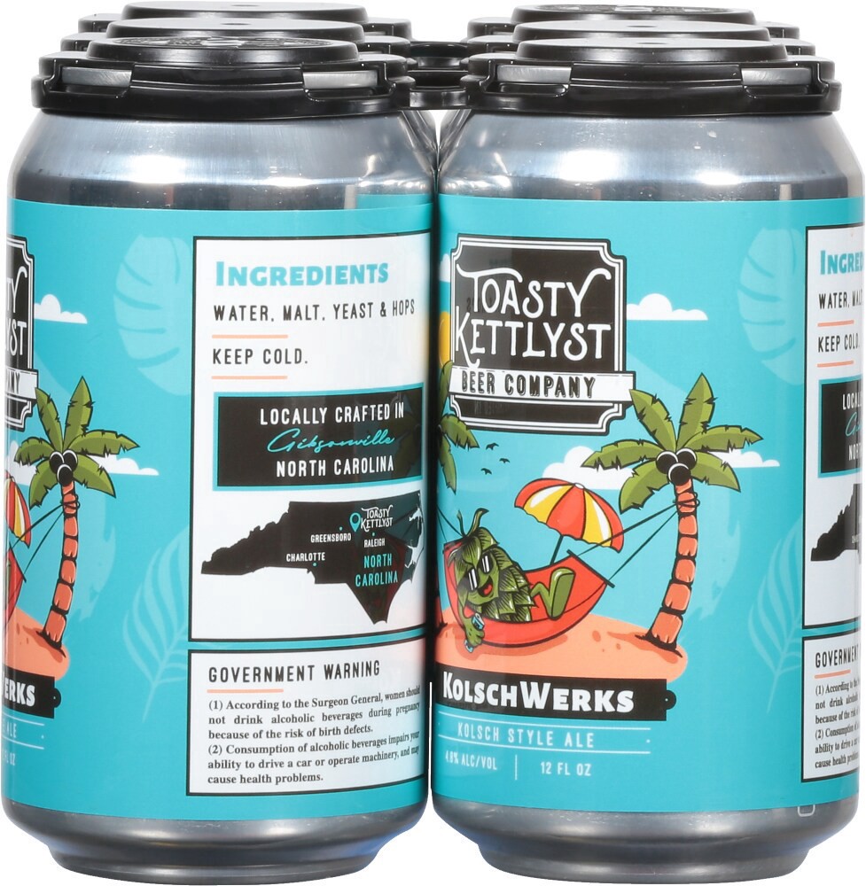 slide 3 of 4, Toasty Kettlyst Beer Company Kolsch Style Ale KolschWerks Beer 6 - 12 fl oz Cans, 4 ct; 16 oz
