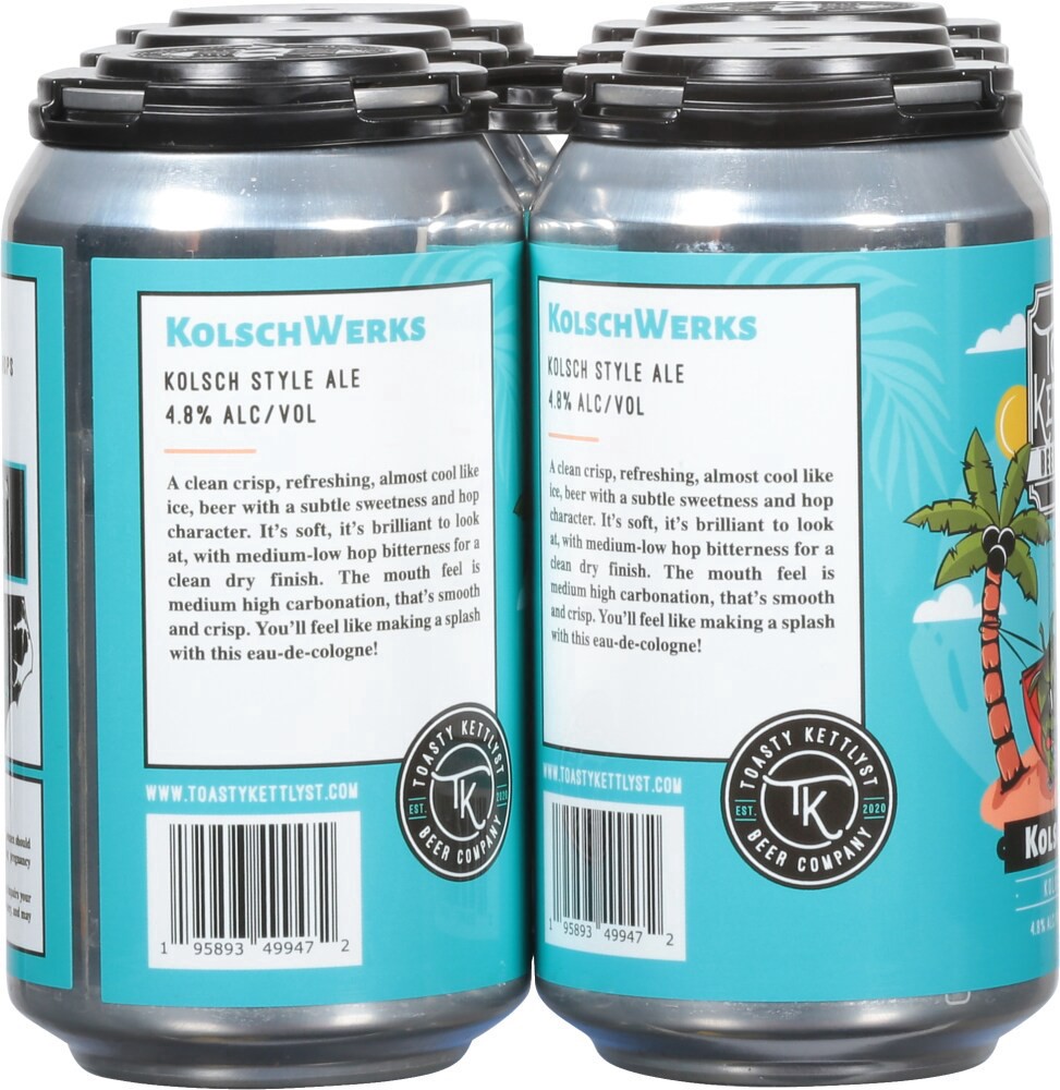 slide 2 of 4, Toasty Kettlyst Beer Company Kolsch Style Ale KolschWerks Beer 6 - 12 fl oz Cans, 4 ct; 16 oz