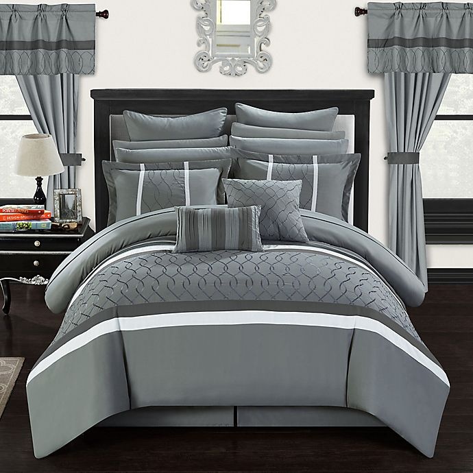 slide 2 of 5, Chic Home Molly King Comforter Set - Grey, 24 ct