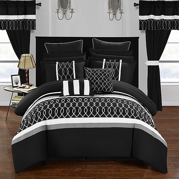 slide 2 of 5, Chic Home Molly King Comforter Set - Black, 24 ct