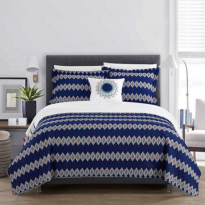 slide 2 of 6, Chic Home Yucca Reversible King Quilt Set - Blue, 1 ct