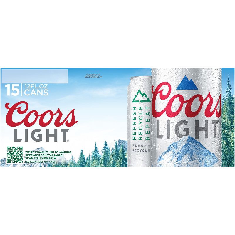 slide 8 of 9, Coors Light Beer - 15pk/12 fl oz Cans, 15 ct; 12 fl oz