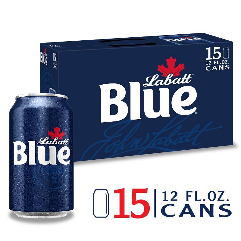 slide 11 of 12, Labatt Blue Canadian Pilsener Beer - 15pk/12 fl oz Cans, 15 ct; 12 fl oz