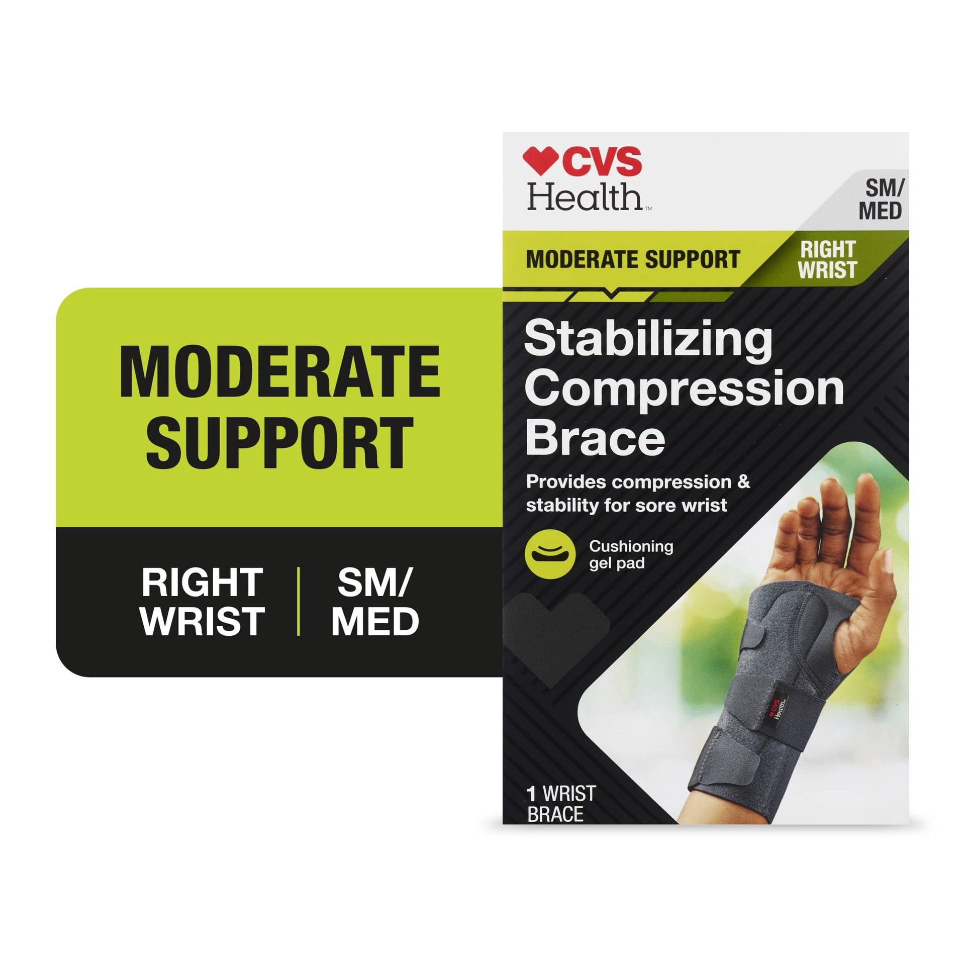slide 1 of 1, CVS Health Stabilizing Compression Right Wrist Brace, 1 ct