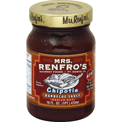 slide 2 of 3, Mrs. Renfro's Chipotle Barbecue Sauce - Medium Hot, 16 oz