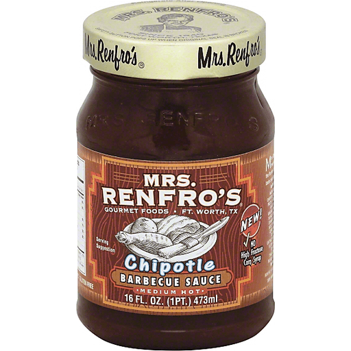 slide 3 of 3, Mrs. Renfro's Chipotle Barbecue Sauce - Medium Hot, 16 oz