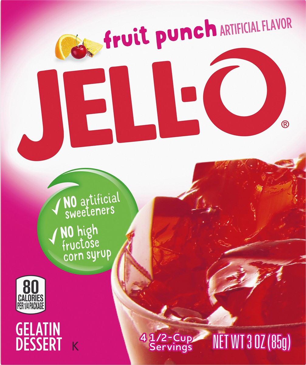 slide 14 of 14, Jell-O Fruit Punch Gelatin Dessert Mix, 3 oz Box, 3 oz