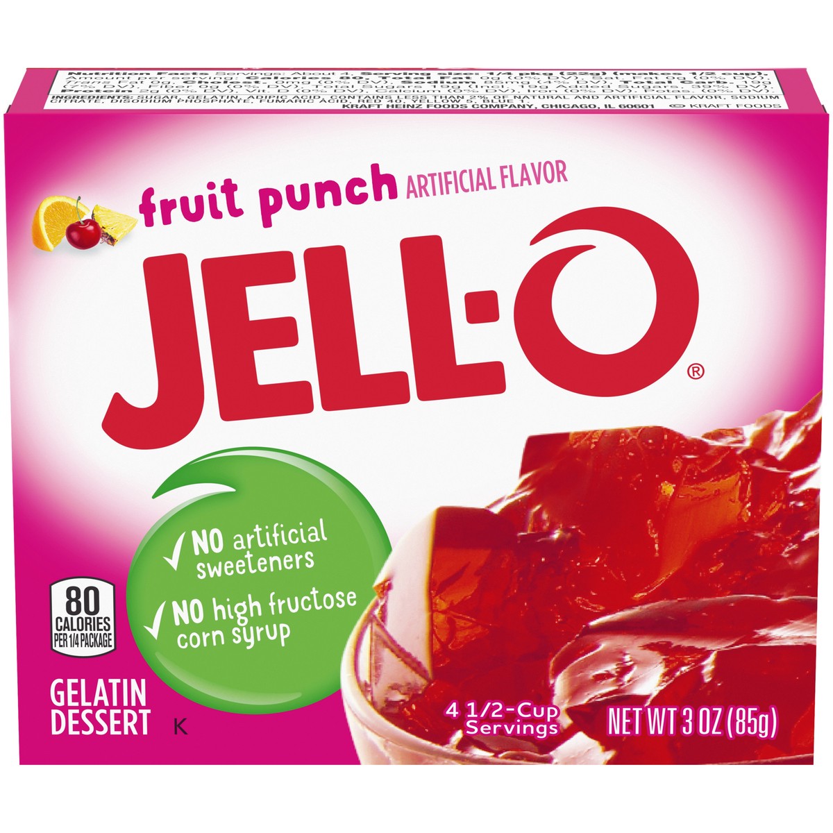 slide 1 of 14, Jell-O Fruit Punch Gelatin Dessert Mix, 3 oz Box, 3 oz