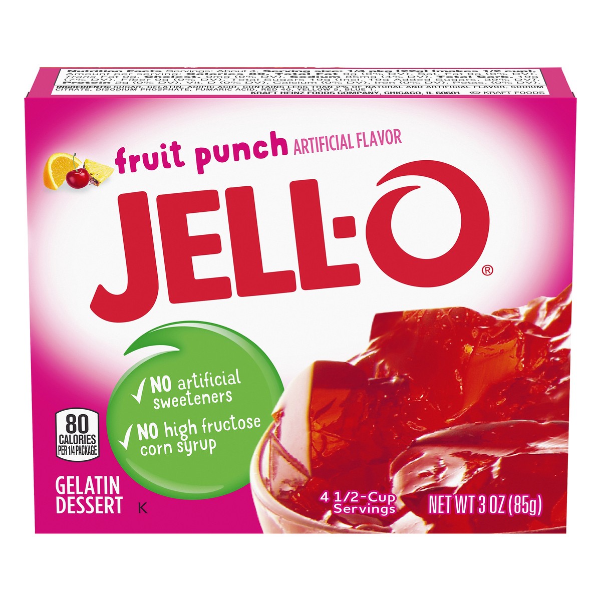 slide 5 of 14, Jell-O Fruit Punch Gelatin Dessert Mix, 3 oz Box, 3 oz