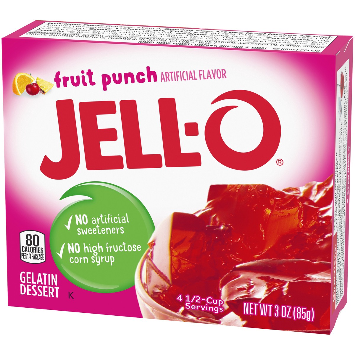 slide 10 of 14, Jell-O Fruit Punch Gelatin Dessert Mix, 3 oz Box, 3 oz