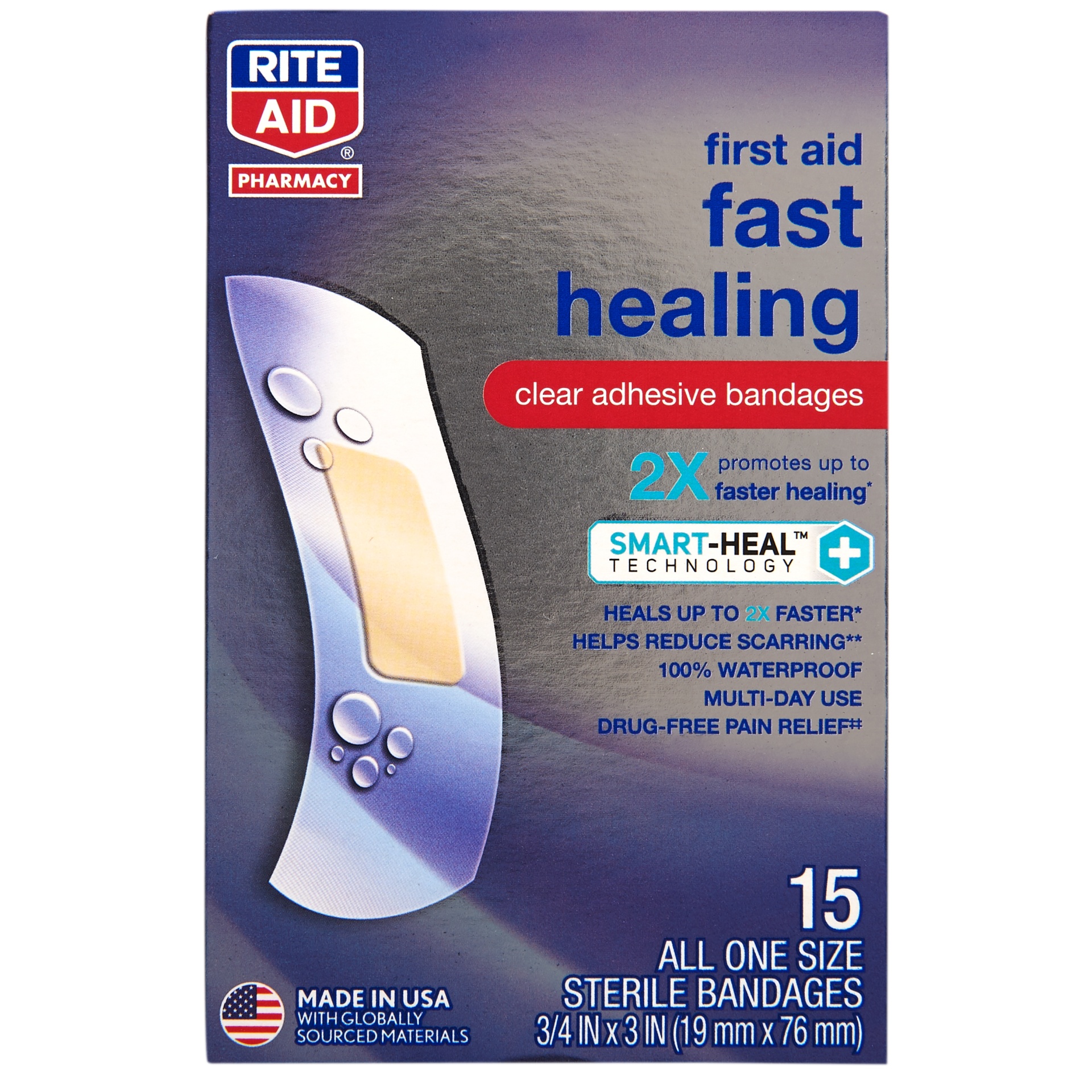 slide 1 of 1, Rite Aid Ra Band Fast Heal, 15 ct