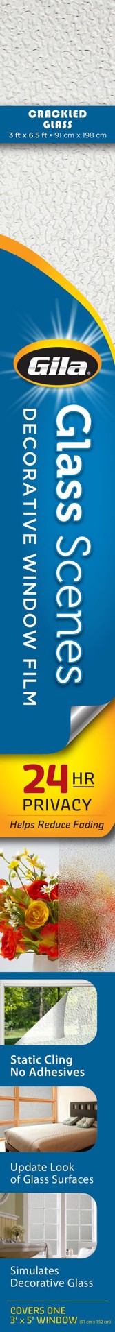 slide 4 of 6, GILA Glass Scenes 36-in x 78-in Crackled Glass Decorative Window Film, 1 ct