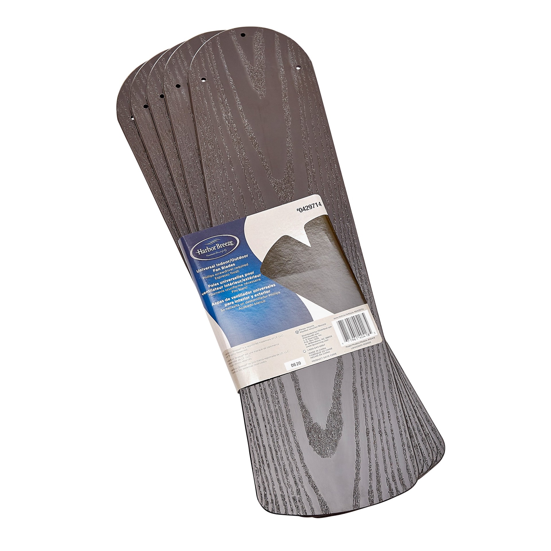 slide 3 of 5, Harbor Breeze 5 -Pack 20.625-in Black Ceiling Fan Blade, 1 ct