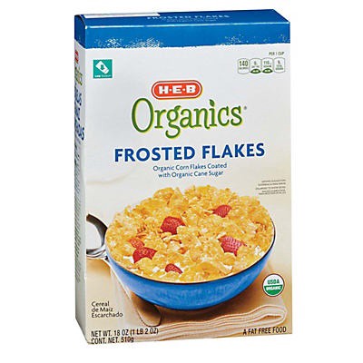 slide 1 of 1, H-E-B Organics Frosted Flakes, 18 oz