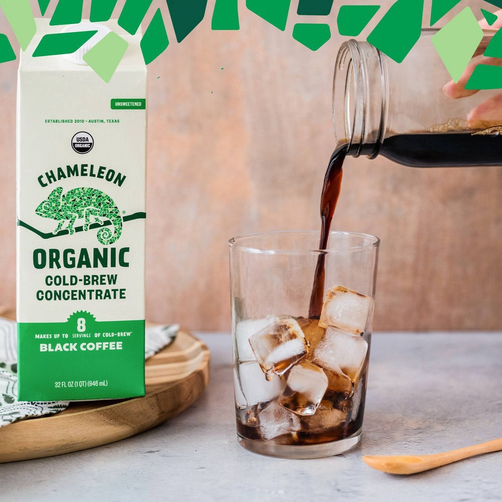 slide 2 of 6, Chameleon Cold-Brew Chameleon Organic Cold Brew Coffee, Black Coffee Multi-serve Concentrate, 100% Arabica, 32 fl oz carton, 32 oz