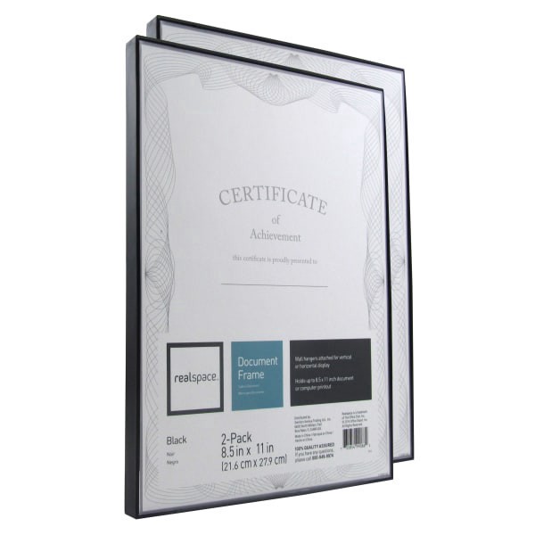 slide 2 of 3, Realspace Slimline Document Frames, 8-1/2'' X 11'', Black, Pack Of 2 Frames, 2 ct