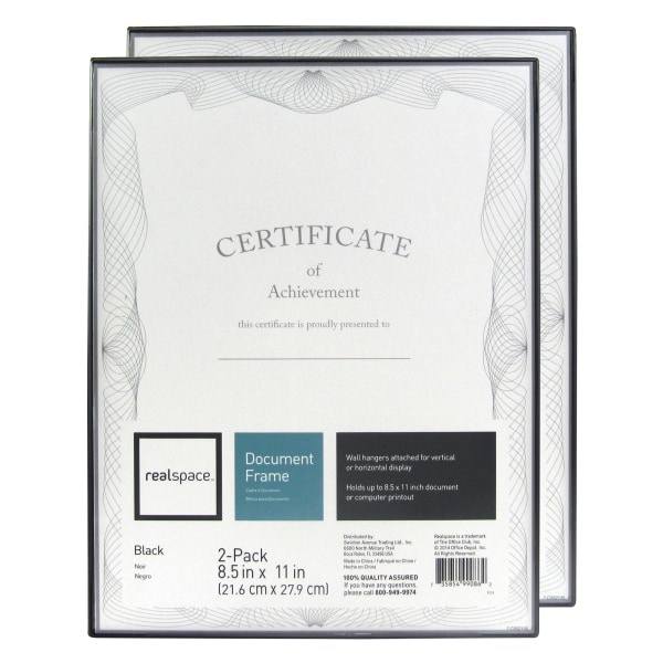 slide 1 of 3, Realspace Slimline Document Frames, 8-1/2'' X 11'', Black, Pack Of 2 Frames, 2 ct