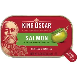 King Oscar Skinless & Boneless Premium Salmon in Olive Oil, 4.05 oz