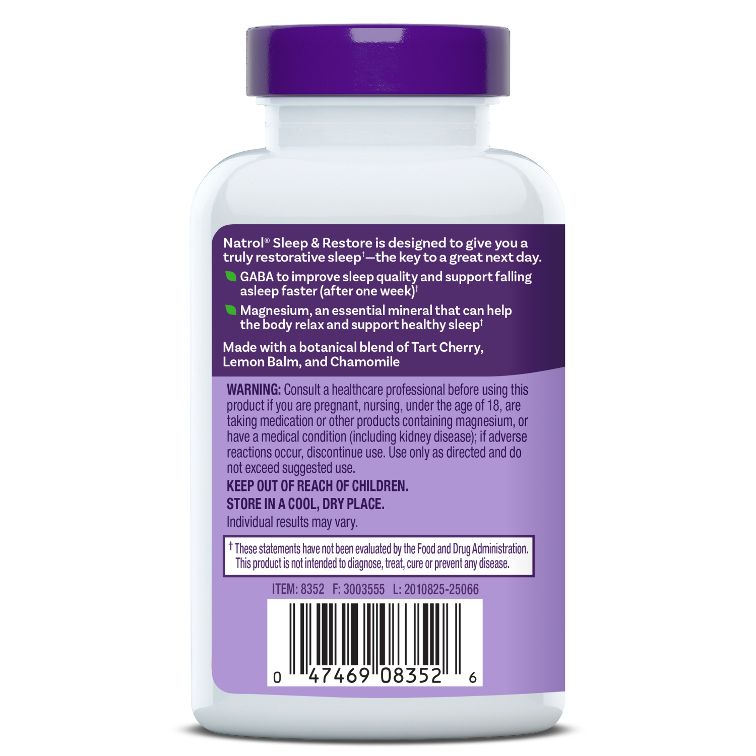slide 2 of 3, Natrol Sleep & Restore Capsules, GABA, Magnesium Glycinate, Botanical Blend, Melatonin-Free, Essential for Your Ultimate Restorative Sleep, Up to a 30 Day Supply, 60 ct