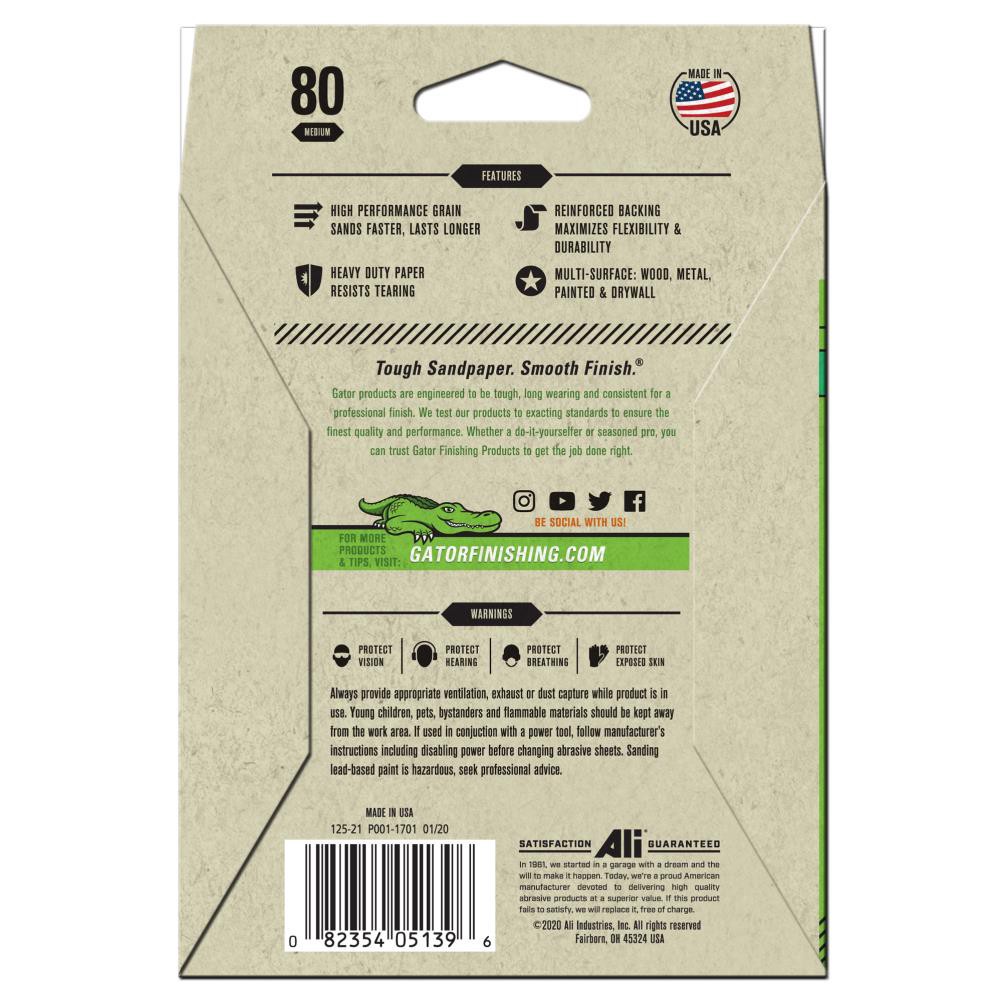 slide 2 of 6, Gator 25 -Piece Aluminum oxide 80 -Grit Sheet Sandpaper, 1 ct