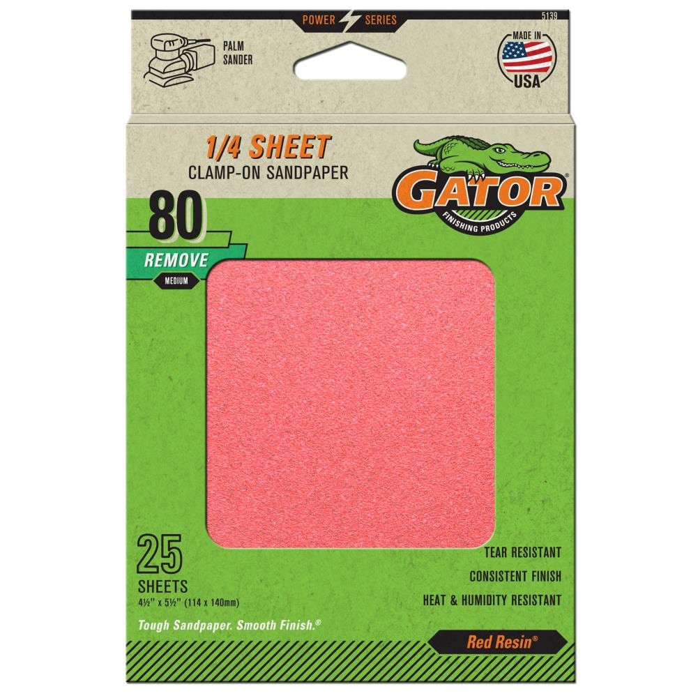 slide 1 of 6, Gator 25 -Piece Aluminum oxide 80 -Grit Sheet Sandpaper, 1 ct