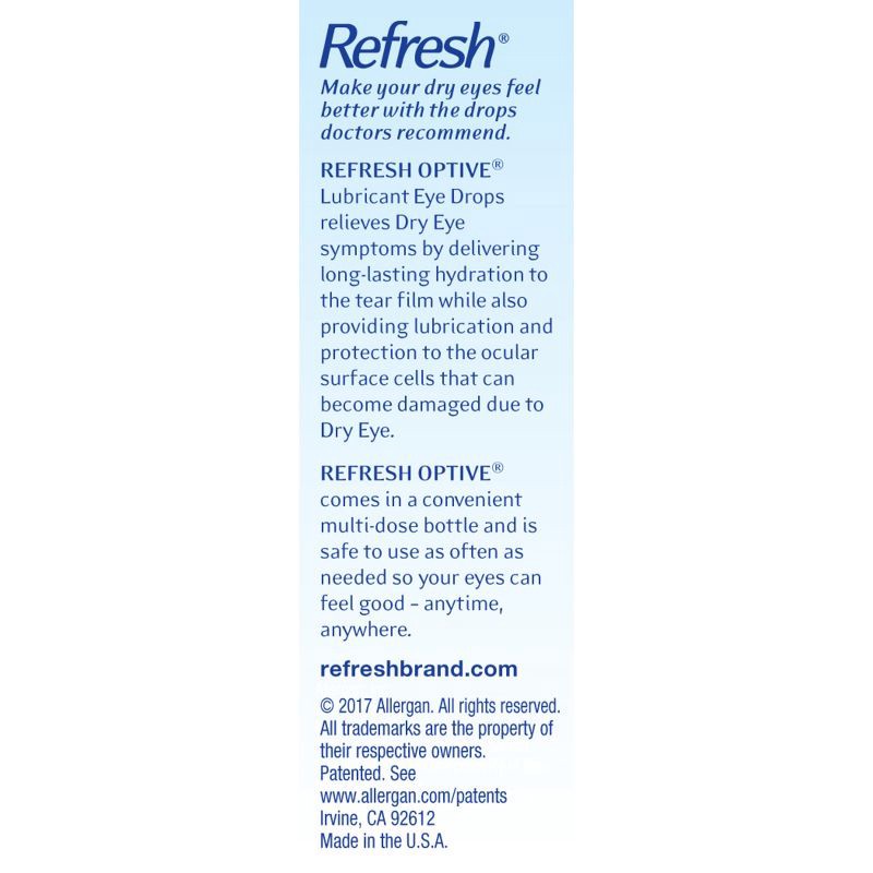 slide 11 of 12, Refresh Optive Lubricant Eye Drops Artificial Tears - 0.5 fl oz (15 mL), 0.5 fl oz