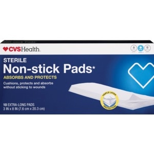 slide 1 of 1, CVS Health Sterile Non-Stick Pads Extra Long, 10 ct