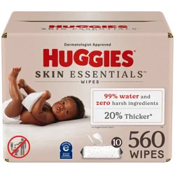 Huggies Skin Essentials Baby Wipes, 10 Flip Top Packs (560 Wipes Total)