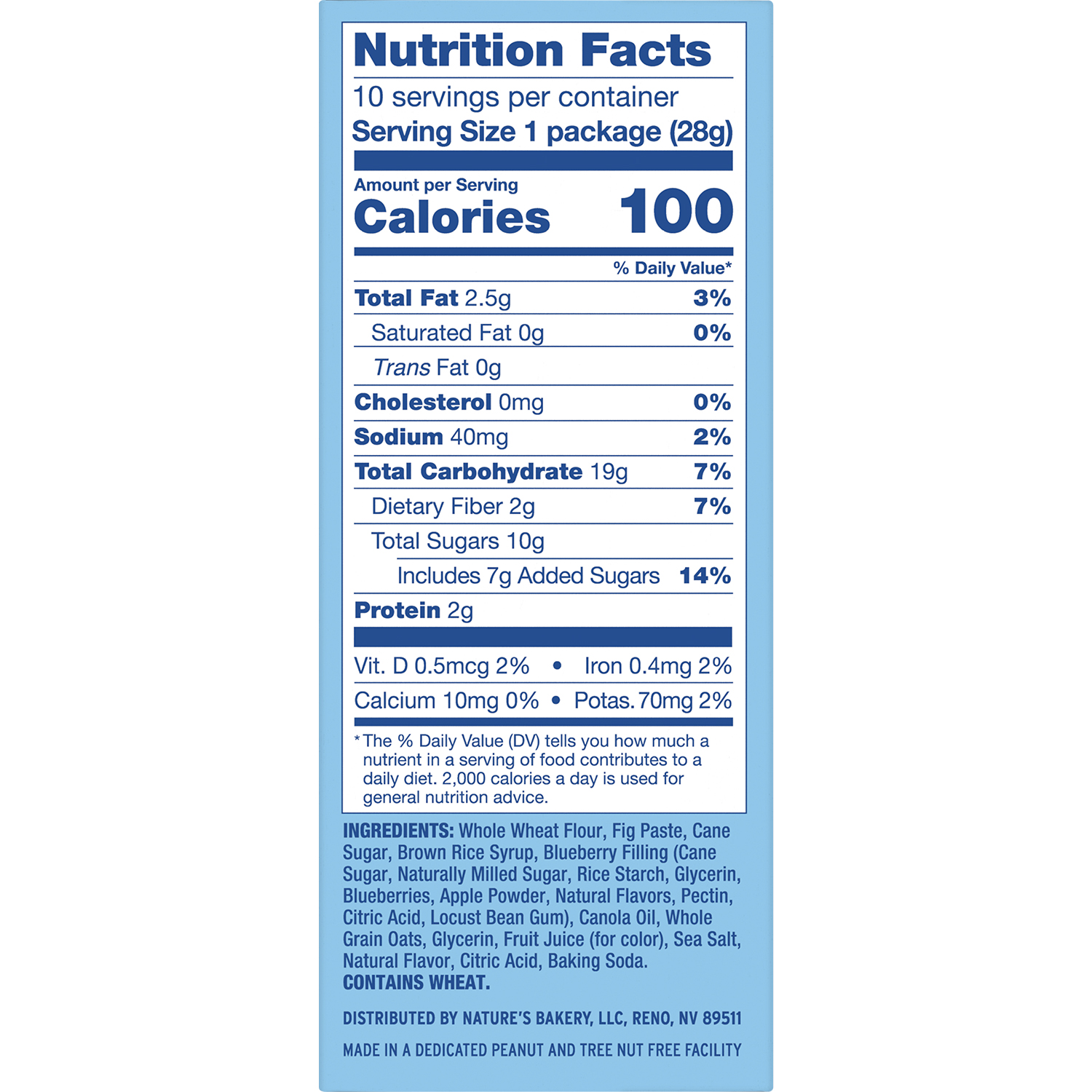 slide 3 of 5, Nature's Bakery Blueberry Whole Wheat Fig Bar Minis, Snack Bars, 10 Ct, 10 oz