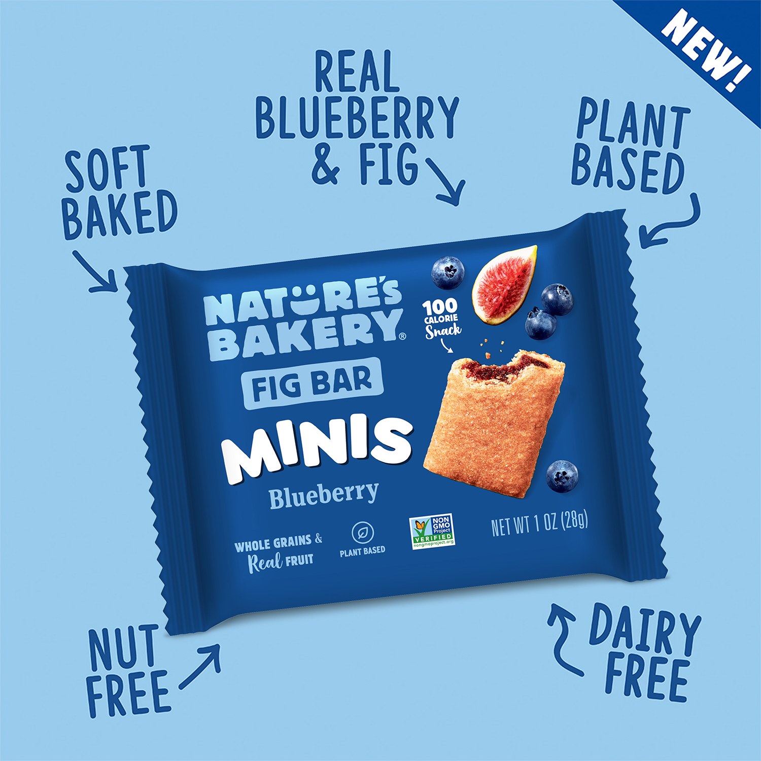 slide 4 of 5, Nature's Bakery Blueberry Whole Wheat Fig Bar Minis, Snack Bars, 10 Ct, 10 oz