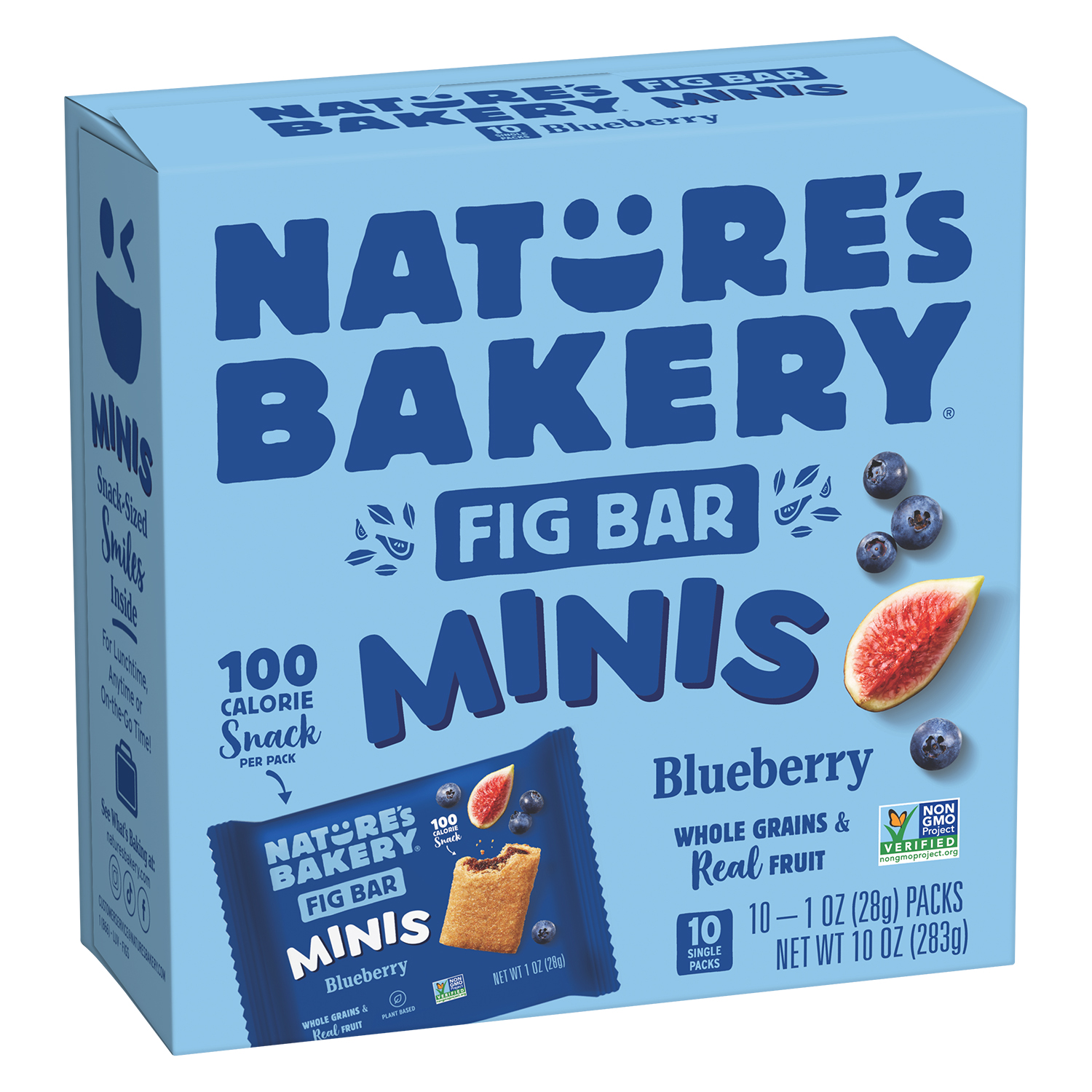 slide 1 of 5, Nature's Bakery Blueberry Whole Wheat Fig Bar Minis, Snack Bars, 10 Ct, 10 oz