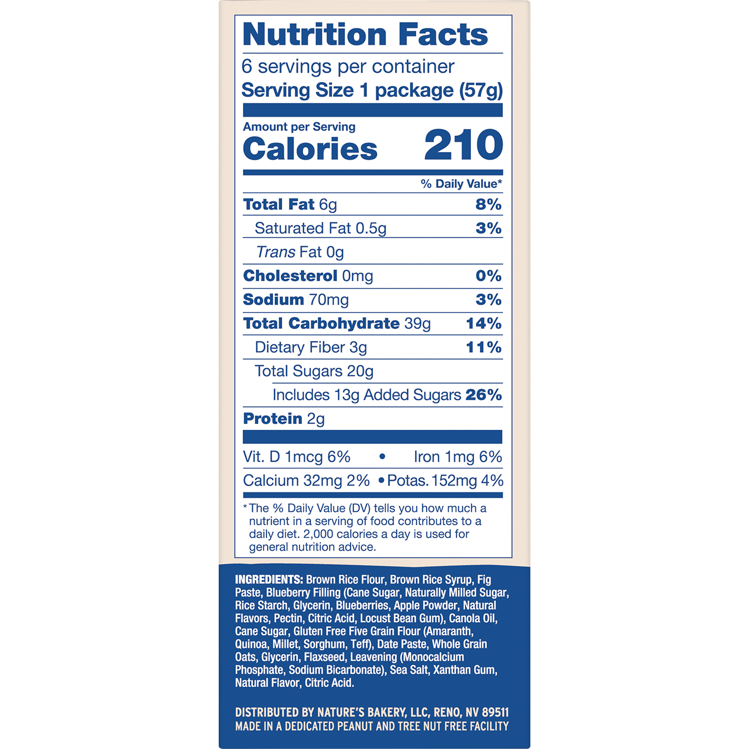 slide 4 of 8, Nature's Bakery Blueberry Gluten Free Fig Bars, Snack Bars, 6 Ct, 6 ct