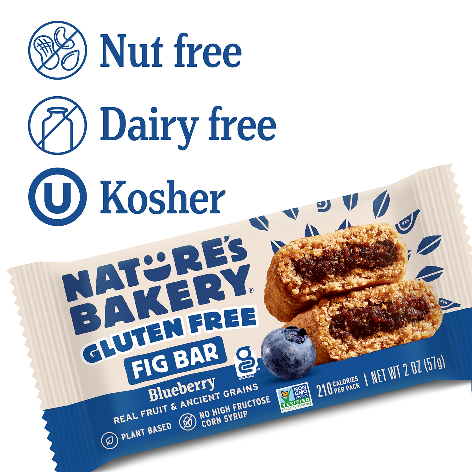 slide 8 of 8, Nature's Bakery Blueberry Gluten Free Fig Bars, Snack Bars, 6 Ct, 6 ct