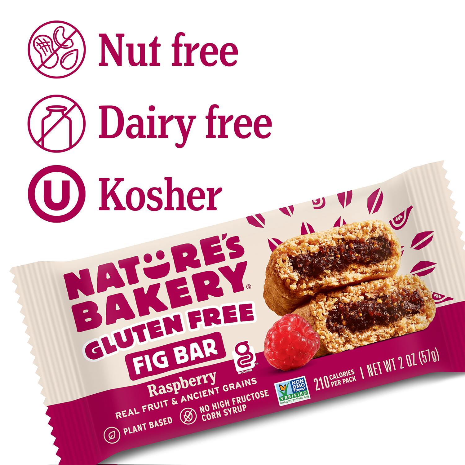 slide 7 of 7, Nature's Bakery Raspberry Gluten Free Fig Bars, Snack Bars, 6 Ct, 6 ct