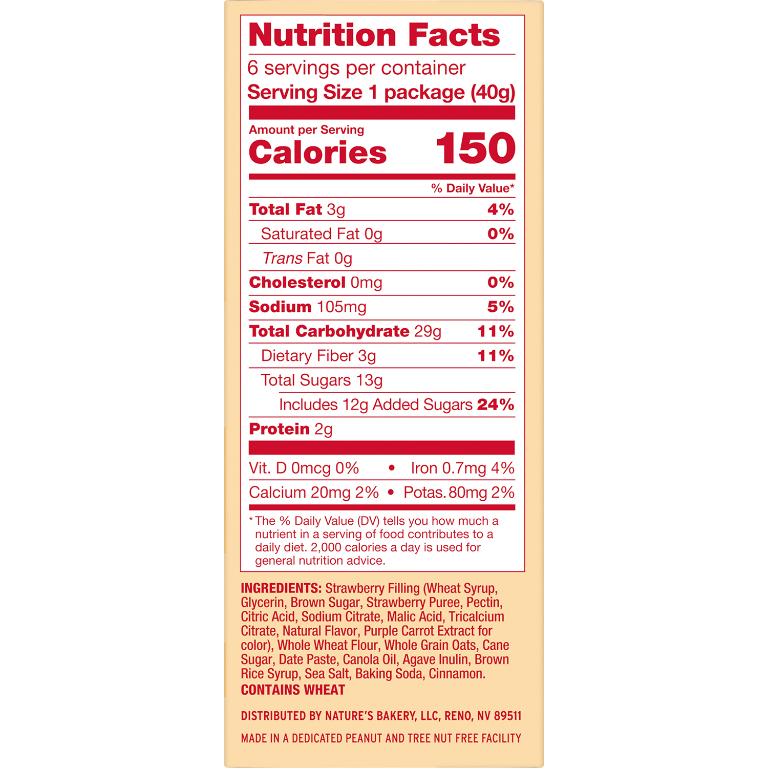slide 4 of 6, Nature's Bakery Strawberry Oatmeal Crumble Bars, Breakfast Bars, 6 Ct, 6 ct; 1.41 oz