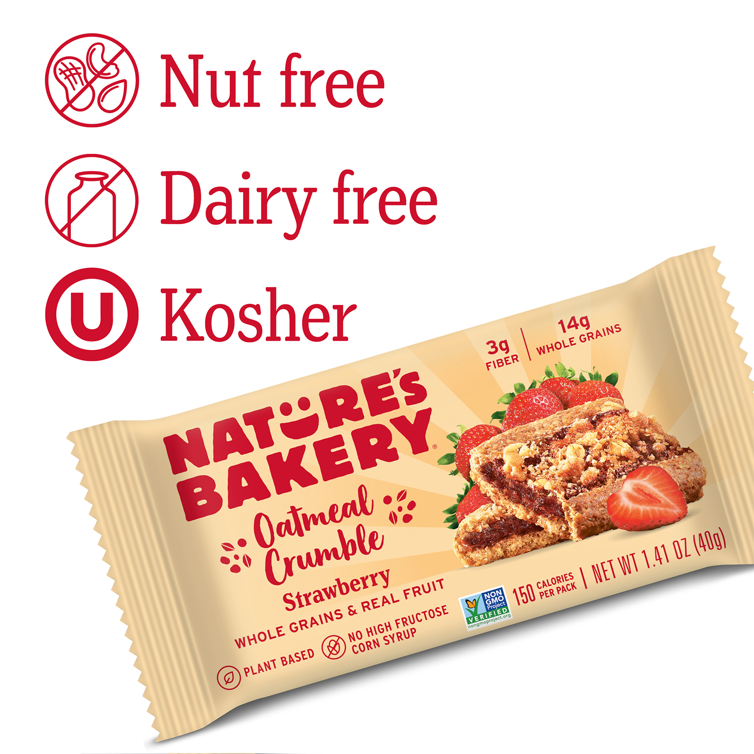 slide 5 of 6, Nature's Bakery Strawberry Oatmeal Crumble Bars, Breakfast Bars, 6 Ct, 6 ct; 1.41 oz