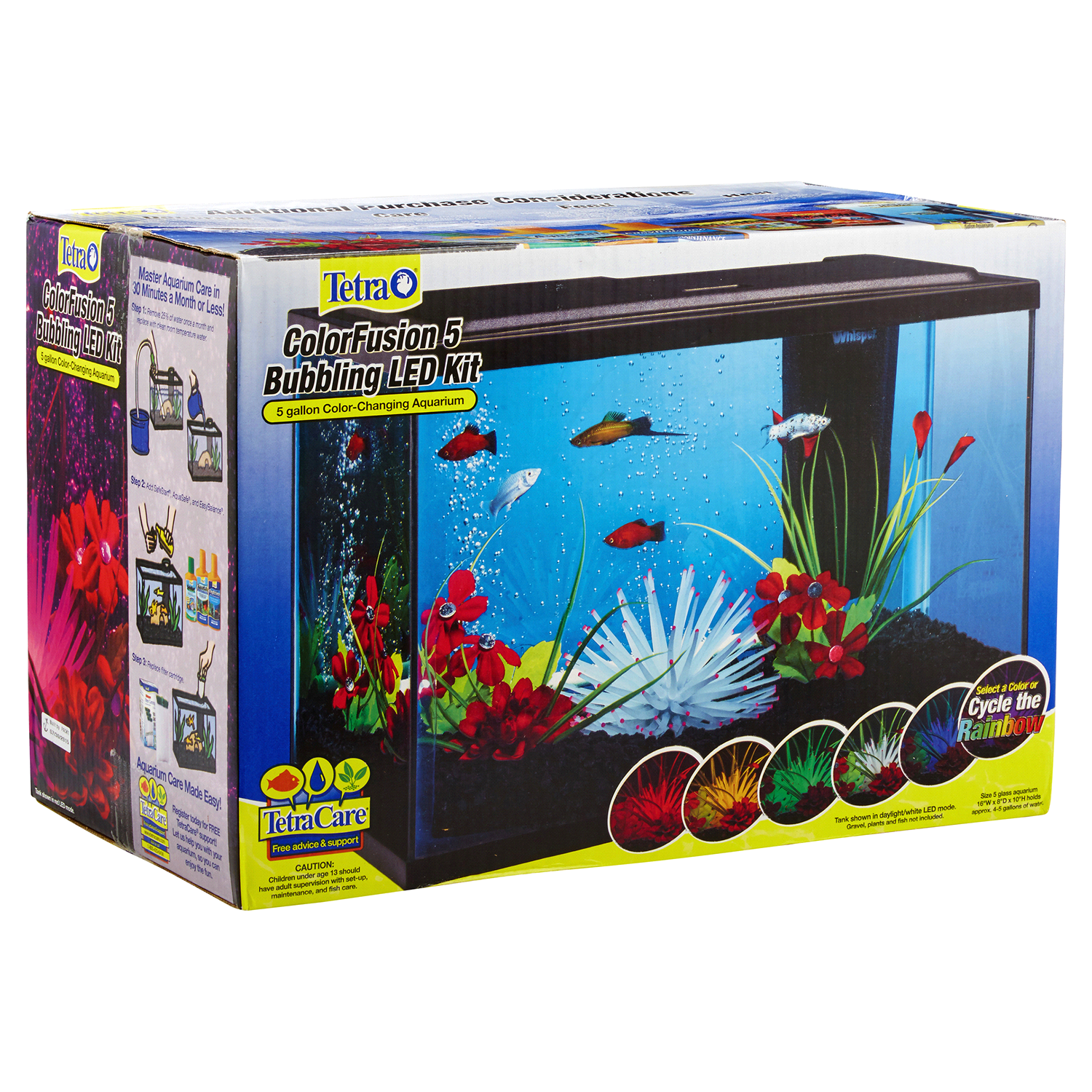 slide 4 of 5, Tetra ColorFusion 5 Bubbling LED Aquarium Kit, 5.5 gal
