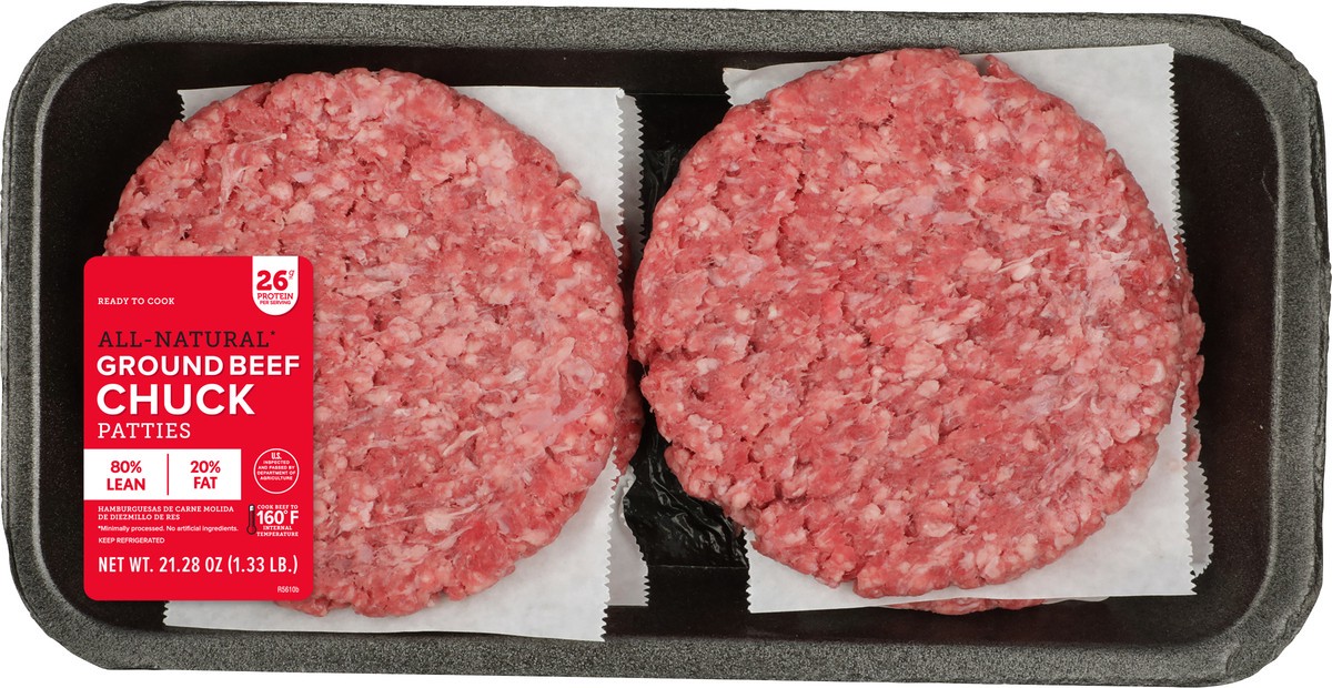 slide 2 of 2, Ground Chuck 80% 3/1 Patty, 21.28 oz