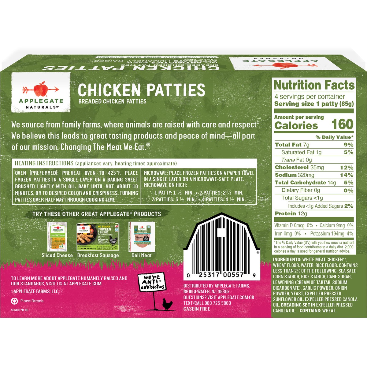 slide 6 of 7, Applegate Chicken Patties, 12 oz