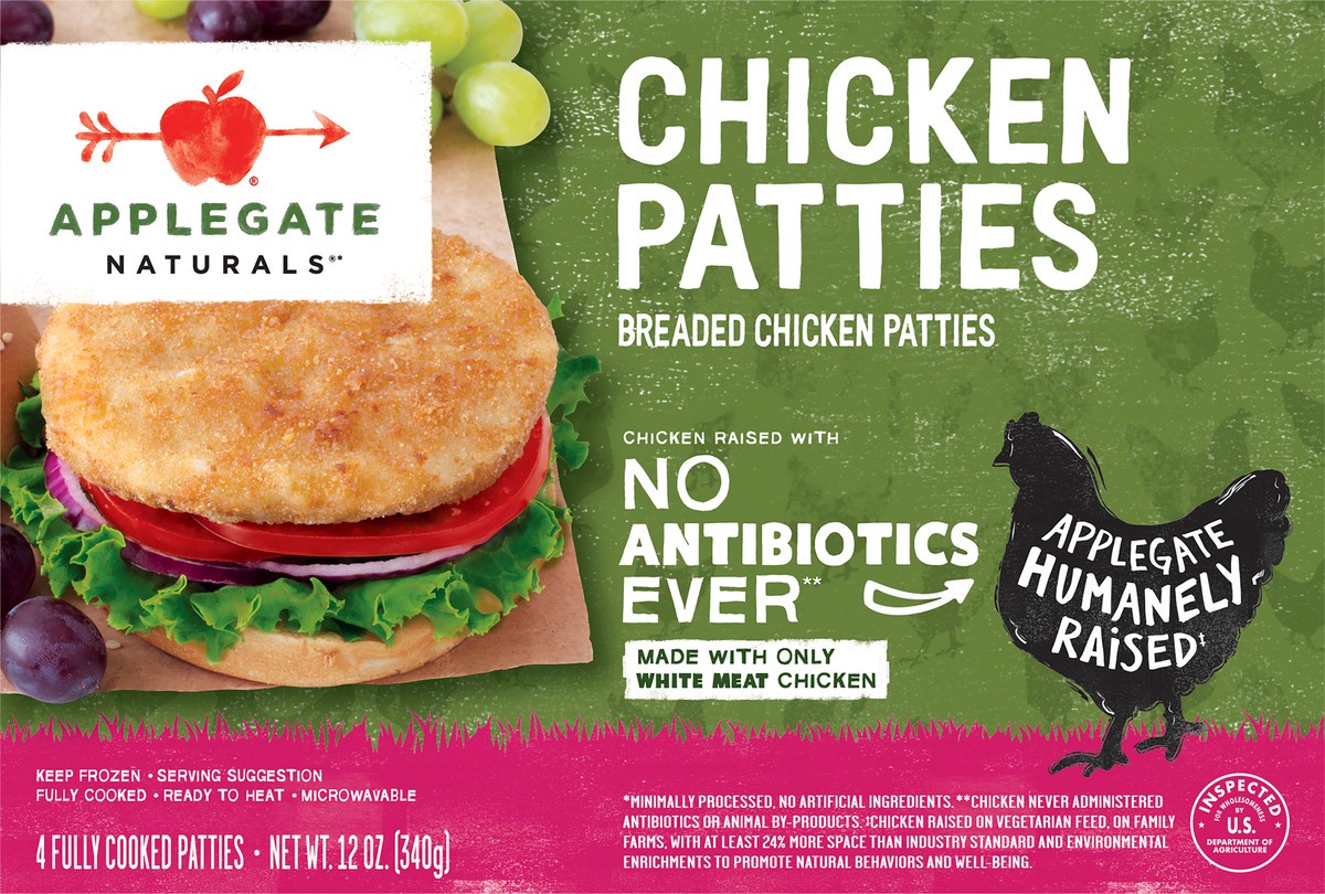 slide 4 of 7, Applegate Chicken Patties, 12 oz