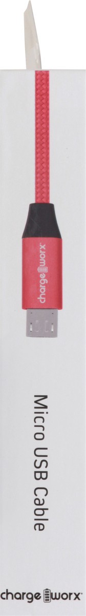 slide 5 of 9, Chargeworx Red Micro USB Connector Cable, 6 ft