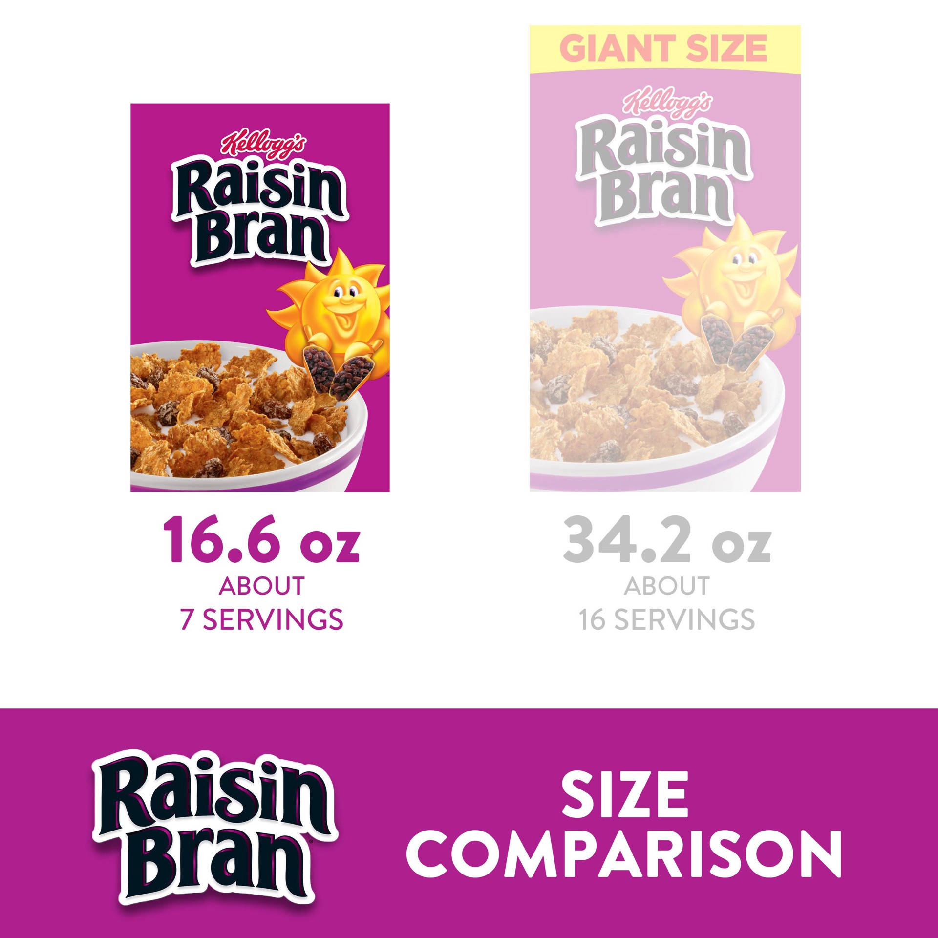 slide 5 of 5, Raisin Bran Kellogg's Raisin Bran Breakfast Cereal, Family Breakfast, Fiber Cereal, Original, 16.6oz Box, 1 Box​, 16.6 oz