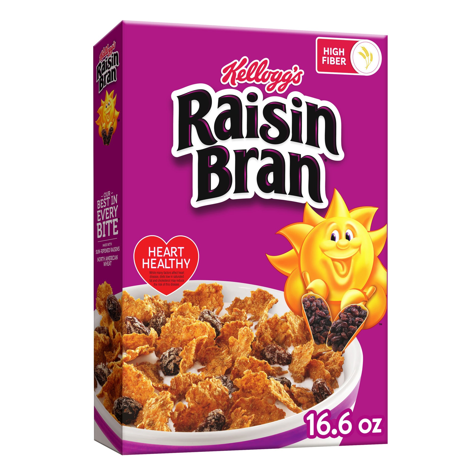 slide 1 of 5, Raisin Bran Kellogg's Raisin Bran Breakfast Cereal, Family Breakfast, Fiber Cereal, Original, 16.6oz Box, 1 Box​, 16.6 oz