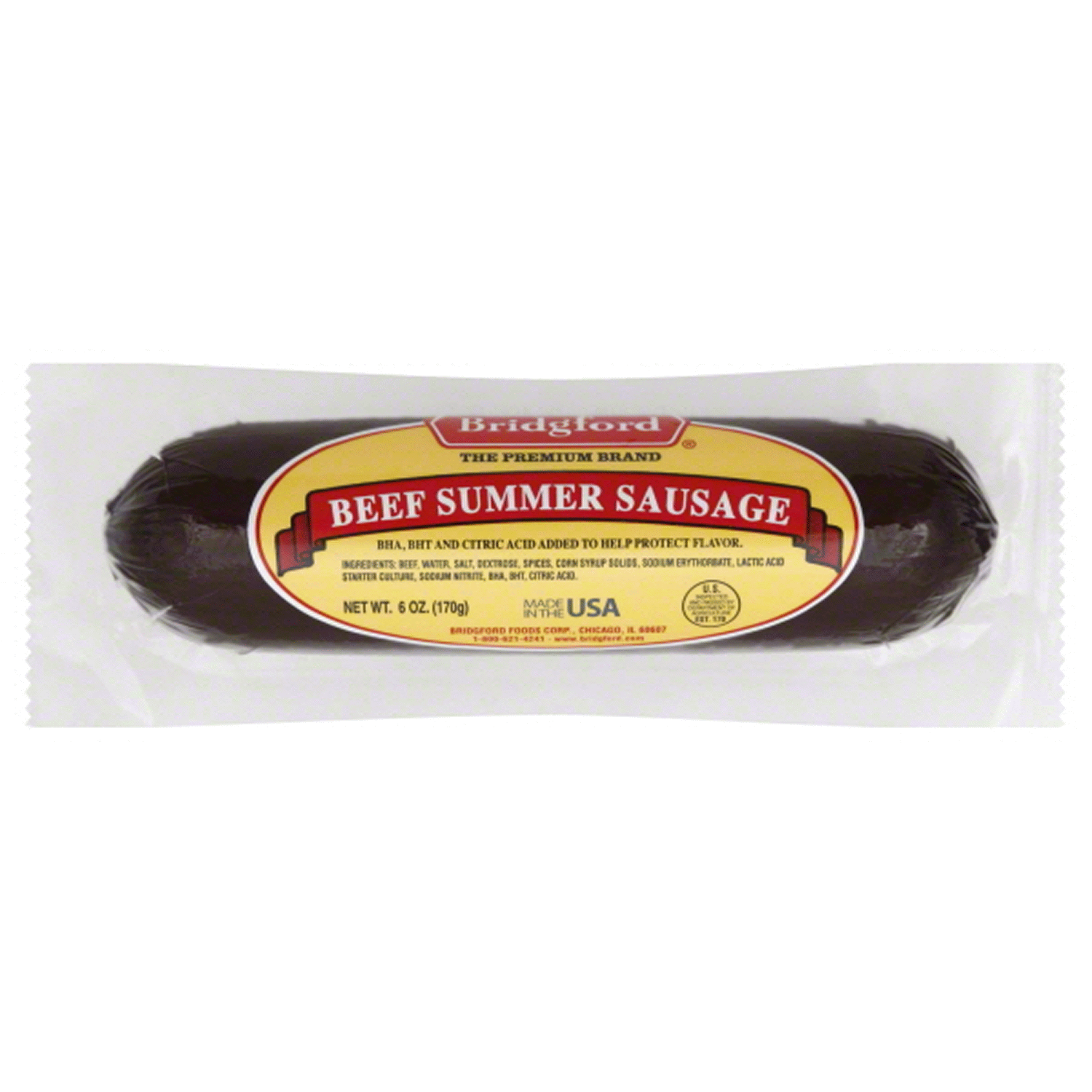slide 1 of 1, Bridgford Beef Summer Sausage - 6 Oz, 6 oz