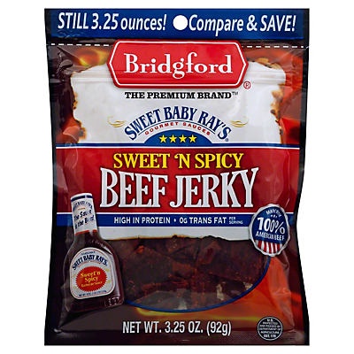 slide 1 of 1, Bridgford Sweet Baby Ray's Sweet 'N Spicy Beef Jerky, 3.25 oz