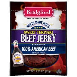 Bridgford Sweet Baby Ray's Sweet Teriyaki Beef Jerky 2.85Oz Bag