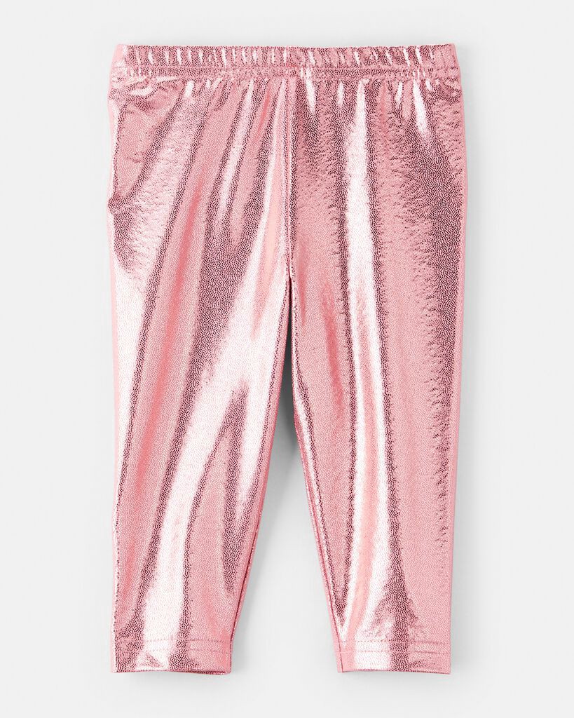 slide 2 of 3, Carter's Baby Girl Pull-On Stretch Metallic Leggings - Pink Pink 24M, 1 ct