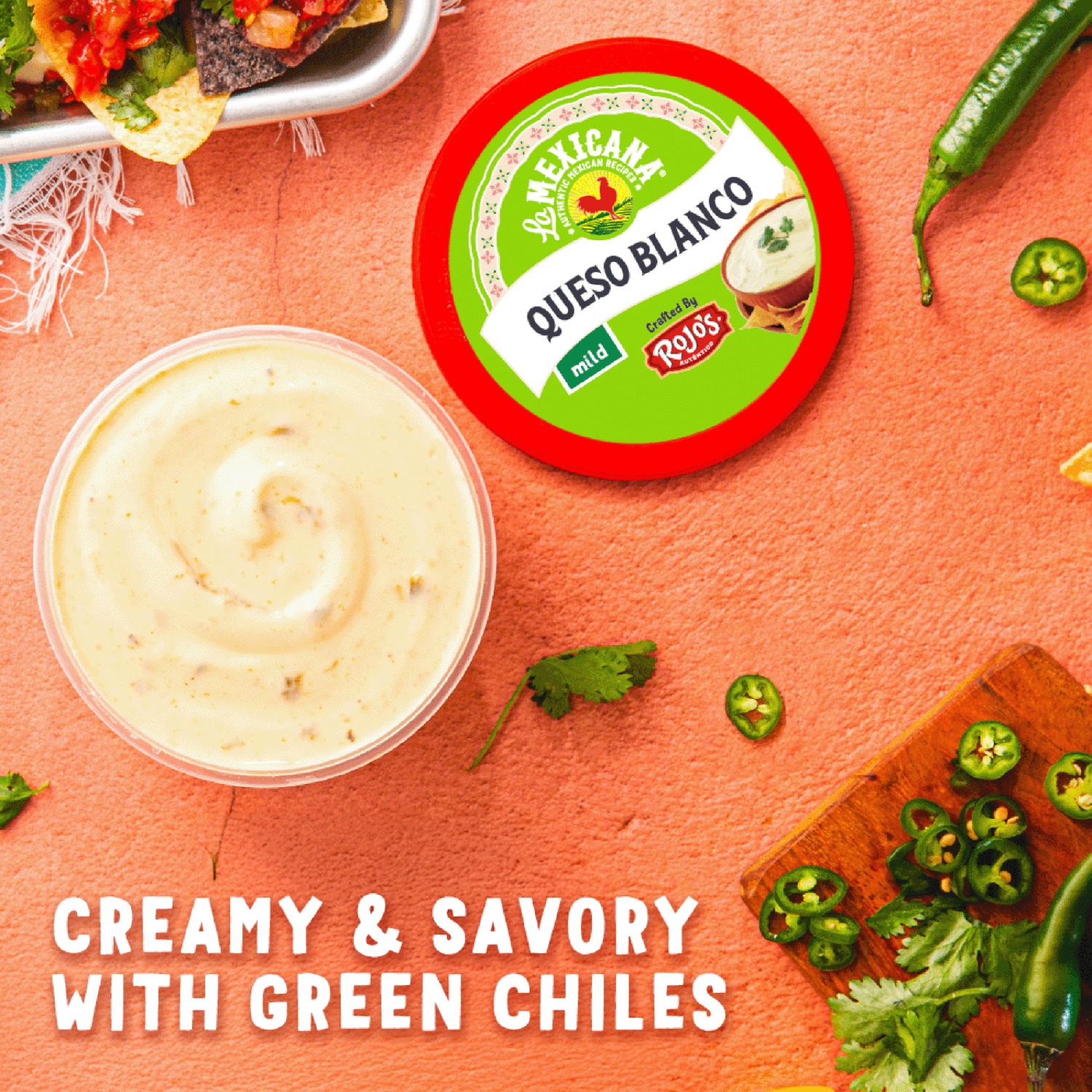 slide 3 of 6, Rojo's Rojos Queso Blanco With Green Chiles, 12 oz